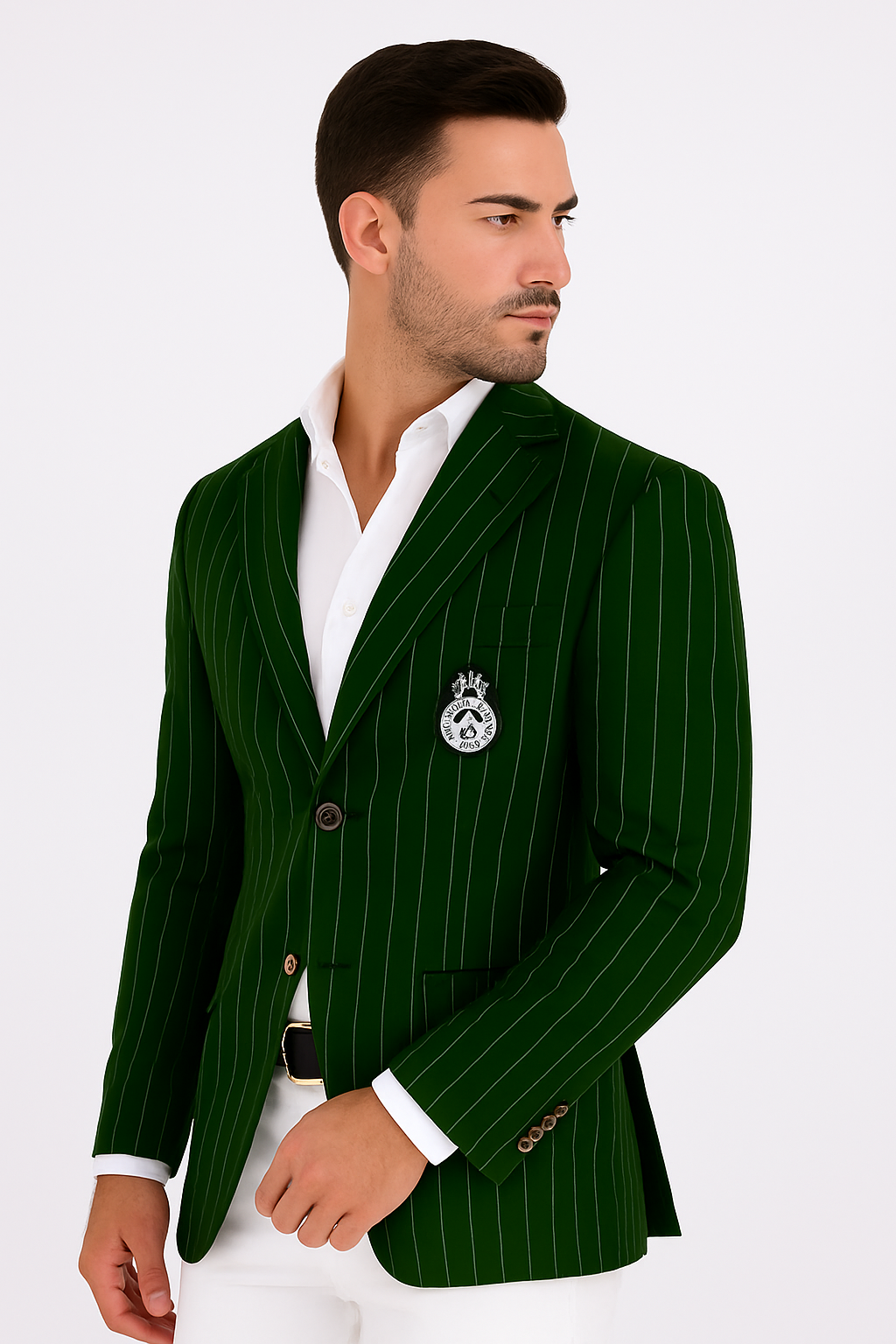 Purple Pinstripe Blazer With White Pants - Suit - Party Blazer - New Arrival - 36 Short
