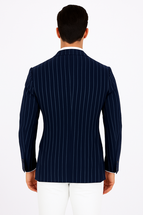 Purple Pinstripe Blazer With White Pants - Suit - Party Blazer - New Arrival