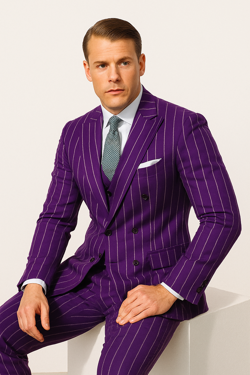 Purple Pinstripe Suit - Gangster Suit - 1920's Suit - New Arrival - Coat Size 38