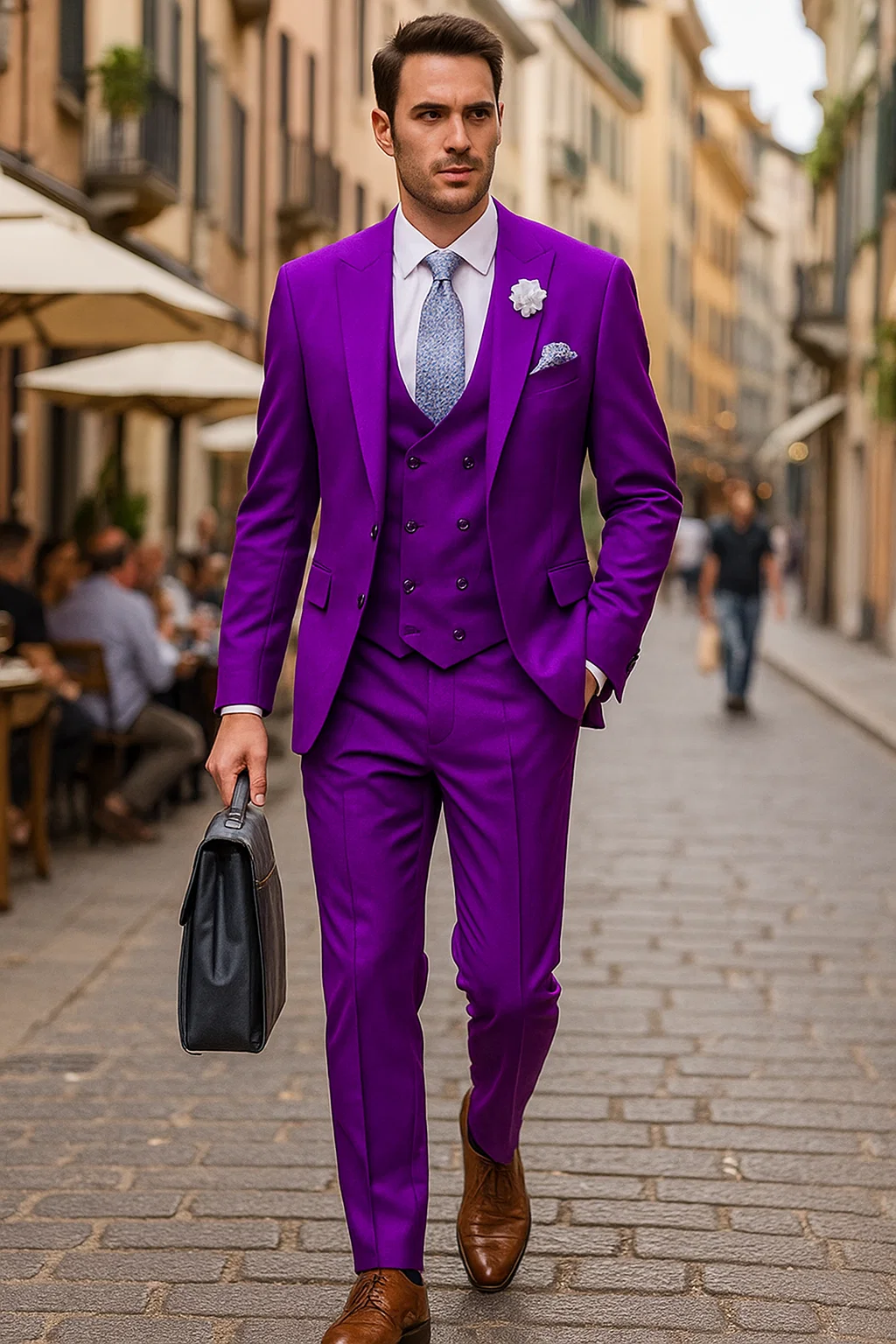 Stylish Purple Suit for Men – Double Breasted vest, 2-Button, Peak Lapel - 34 Short