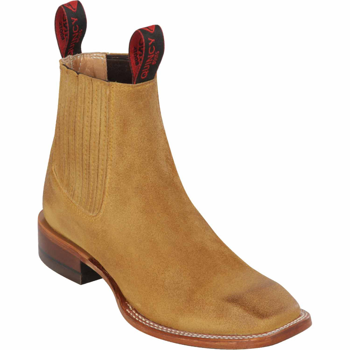 Quincy Black Suede Chelsea Boots for Men Black Square Toe Engraved Ostrich Ankle Boots main image 4