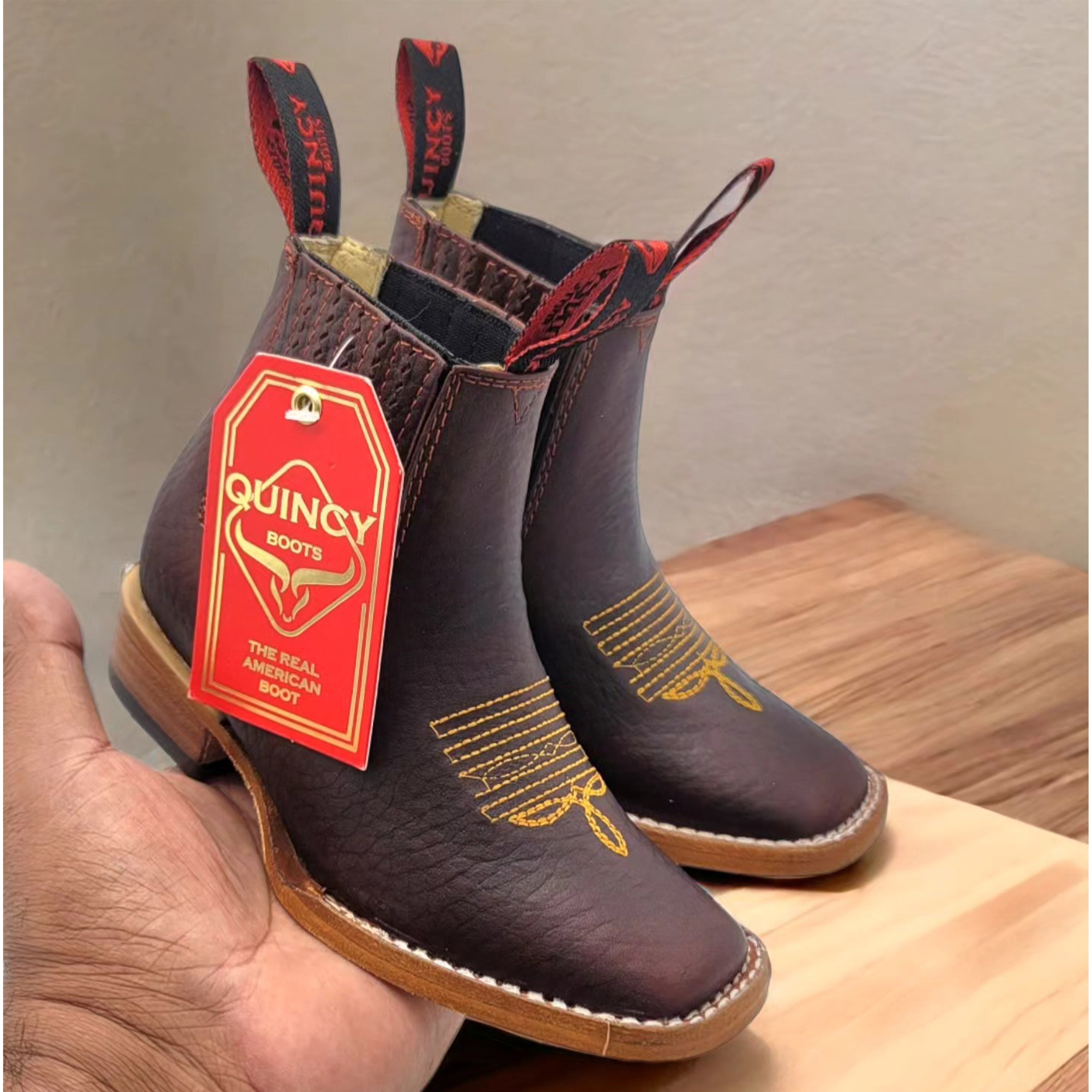 Kids Cowboy Boots Square Toe - Brown