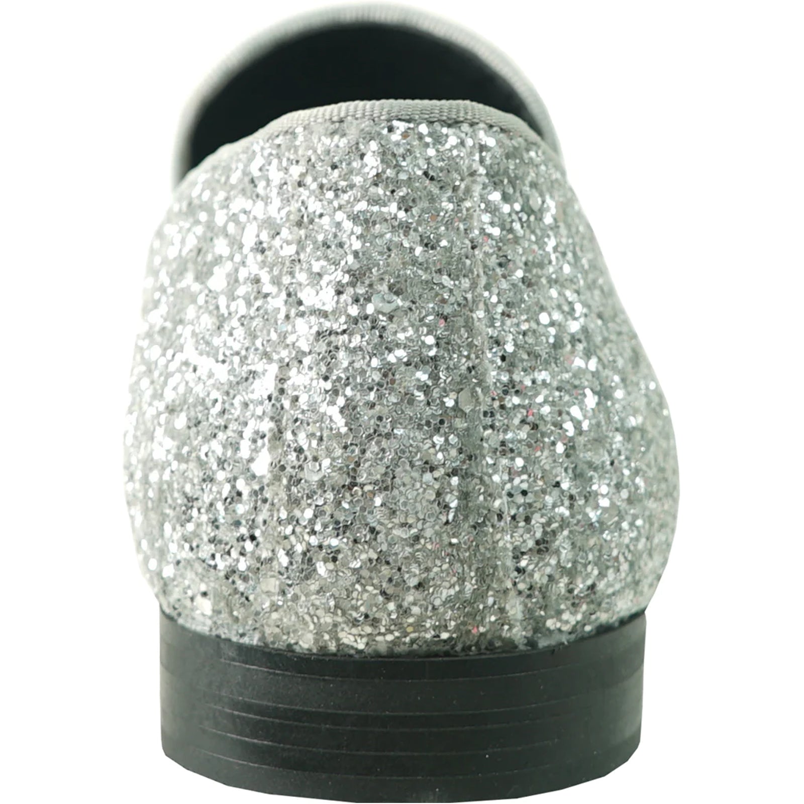 "Silver Sequin Prom 2025 Tuxedo Loafers - Modern Men's Glitter Buckle" - 7M