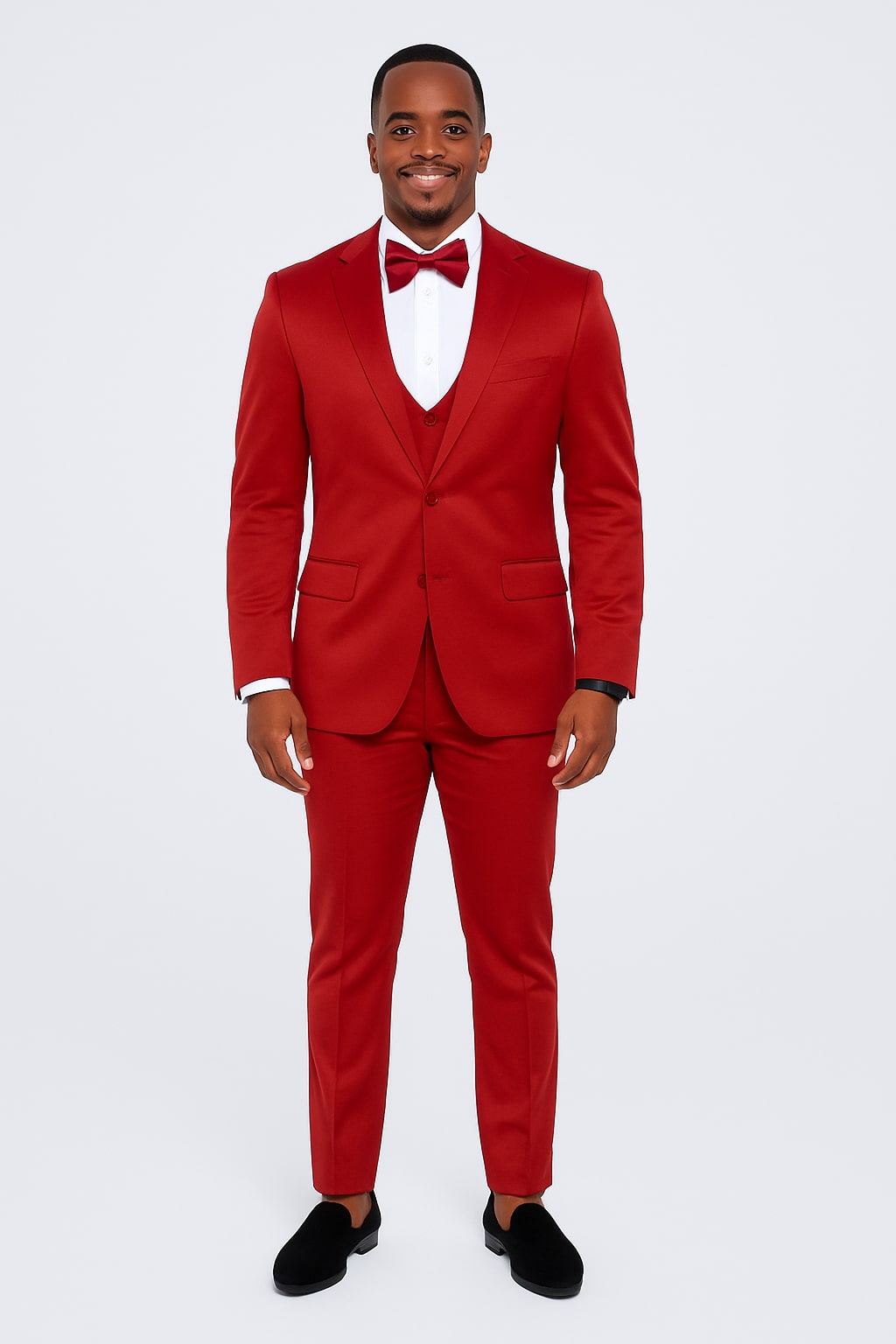 Burgundy Satin Tuxedo Set – 4-Piece Ensemble for Weddings & Proms - 34R Coat - 28 Waist