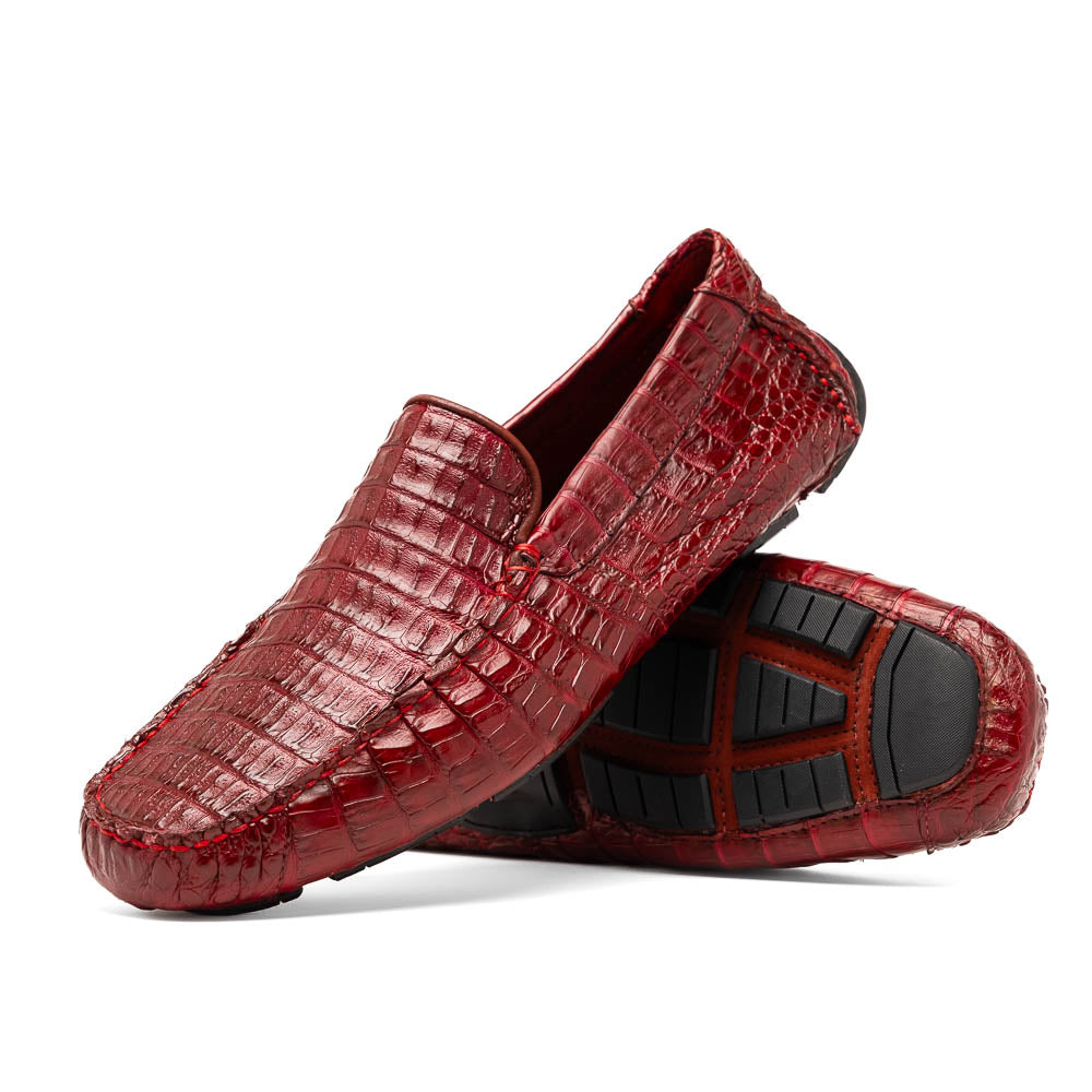 Marco Di Milano Remo Wine Caiman Crocodile Driving Shoes - 8