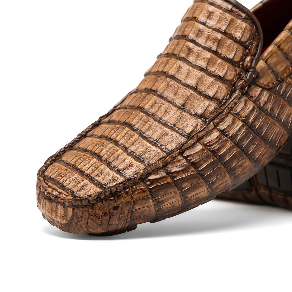 Marco Di Milano Remo Washed Brown Caiman Crocodile Driving Shoes - 8