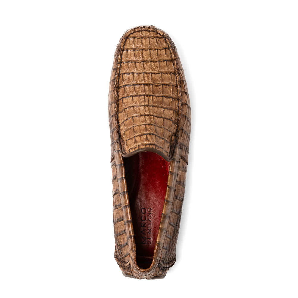 Marco Di Milano Remo Washed Brown Caiman Crocodile Driving Shoes - 8