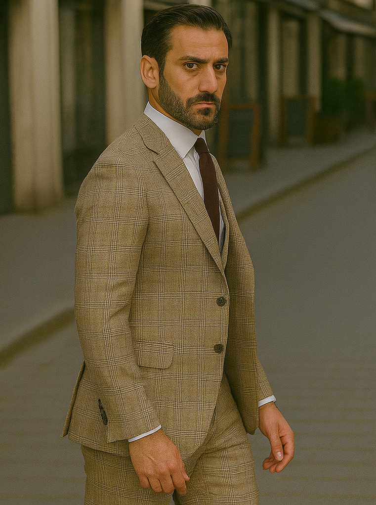 Renaissance Collection - Regular Fit 3 Piece Suit Camel - Camel