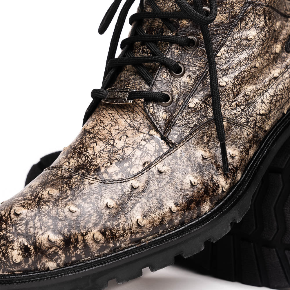 Marco Di Milano Renzo Stone Black Ostrich Lace-Up Boots - 8