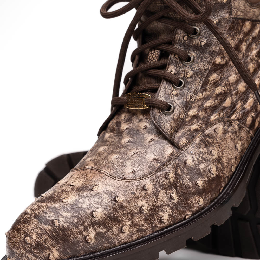 Marco Di Milano Renzo Stone Brown Ostrich Lace-Up Boots - 8