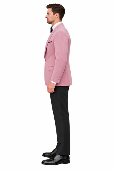 Rose Gold Color Mens Velvet Dinner Jacket - Mens Tuxedo Blazer With Trim Shawl Collar Pink Blush-New Designer Collection