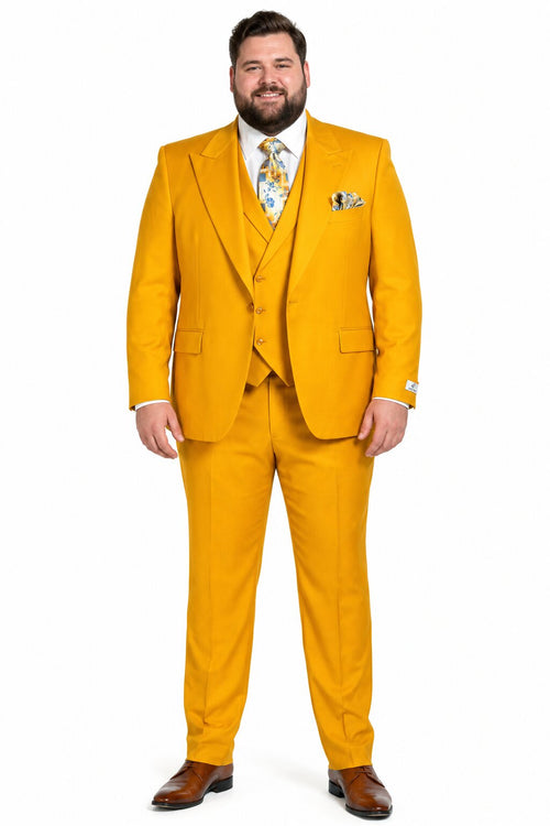 Rossi Man ELI RM103 Modern Fit 3-Piece Mens Suit in Bold Yellow