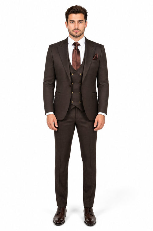 Rossi Man BOND RM1753 Slim Fit 3-Piece Suit - 1-Button Peak Lapel, Modern Formalwear for Men