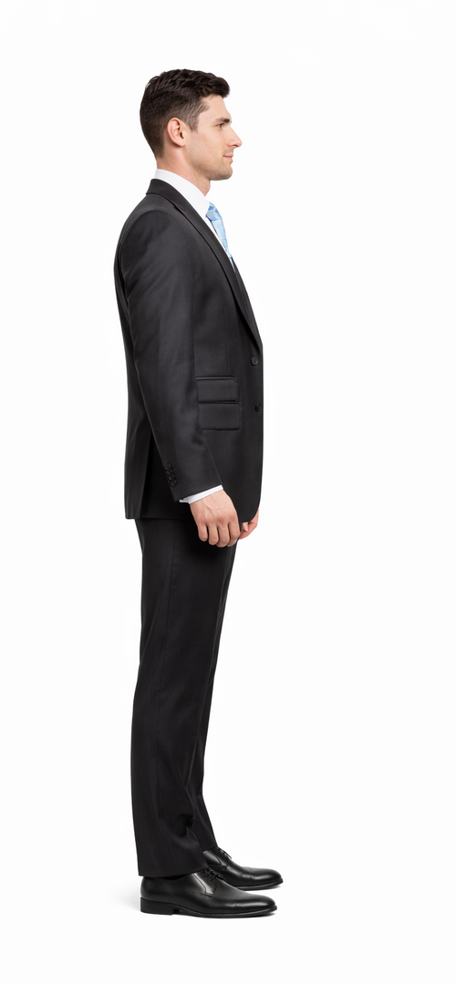 Rossiman Men's Dark Gray Slim Fit Suit Γ’β¬β 3-Piece Vested Set with Flat Front Pants