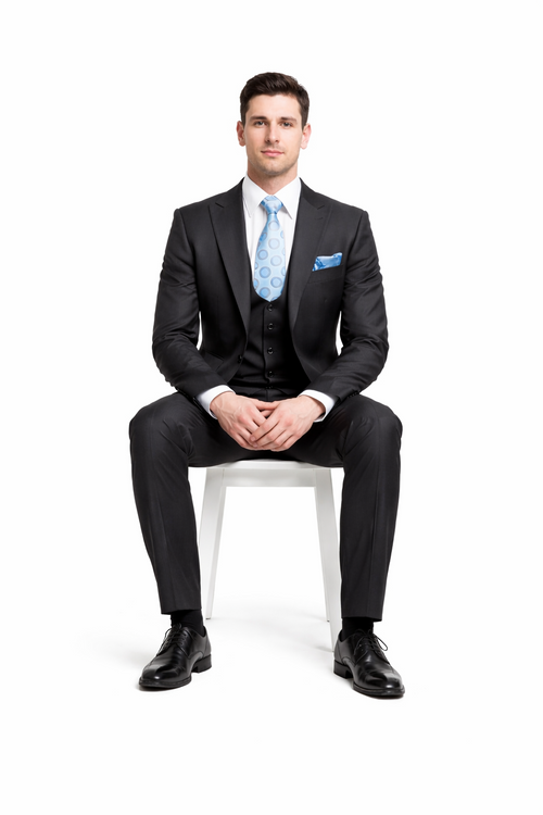 Rossiman Men's Dark Gray Slim Fit Suit Γ’β¬β 3-Piece Vested Set with Flat Front Pants