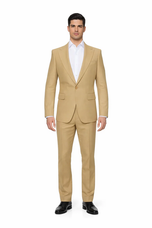 Seersucker Suit Peak Lapel Suit in Color "Tan" - Summer Fabric Tone on Tone Shadow Stripe By Rossiman