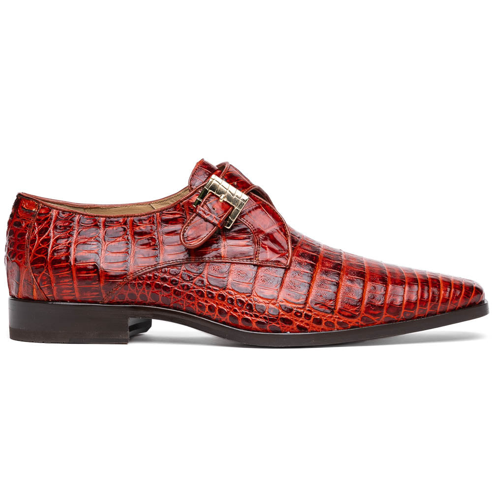Marco Di Milano Rovigo Rustic Cognac Exotic Crocodile Skin Single Monk-strap Loafers - 8.5