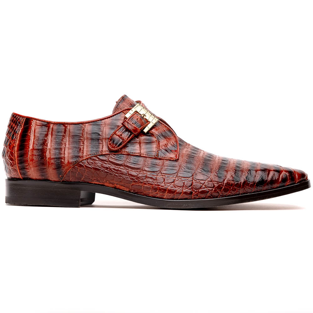 Marco Di Milano Rovigo Cognac Exotic Crocodile Skin Single Monk-strap Loafers - 8.5