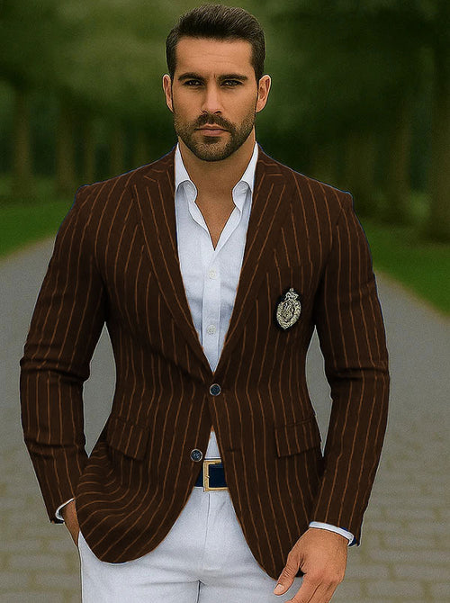 Pinstripe Blazer Brown
