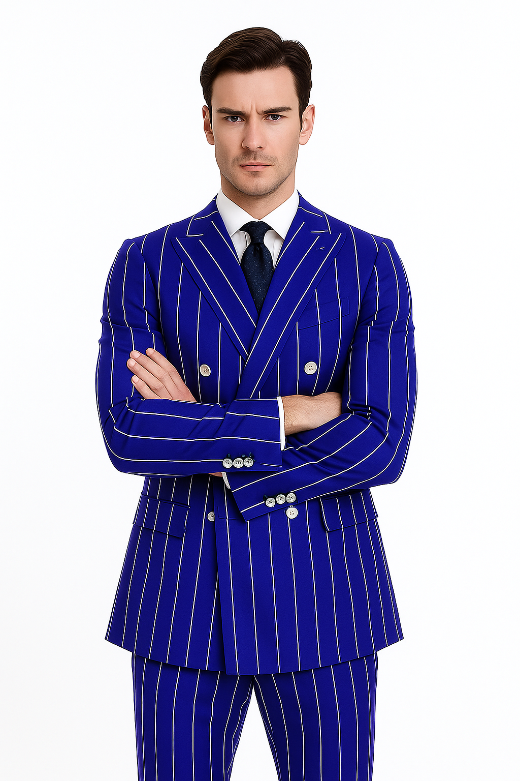 Royal Blue Pinstripe Suit - Gangster Suit - 1920's Suit - Double Breasted Suit - New Arrival - Coat Size 38