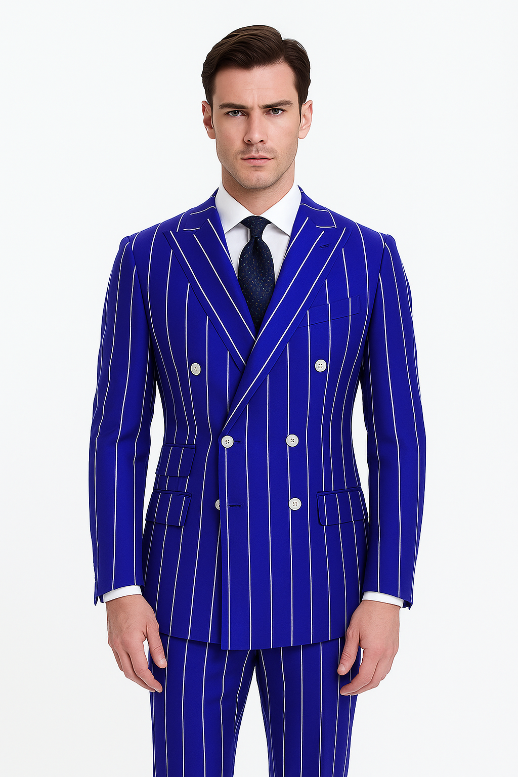 Royal Blue Pinstripe Suit - Gangster Suit - 1920's Suit - Double Breasted Suit - New Arrival - Coat Size 38