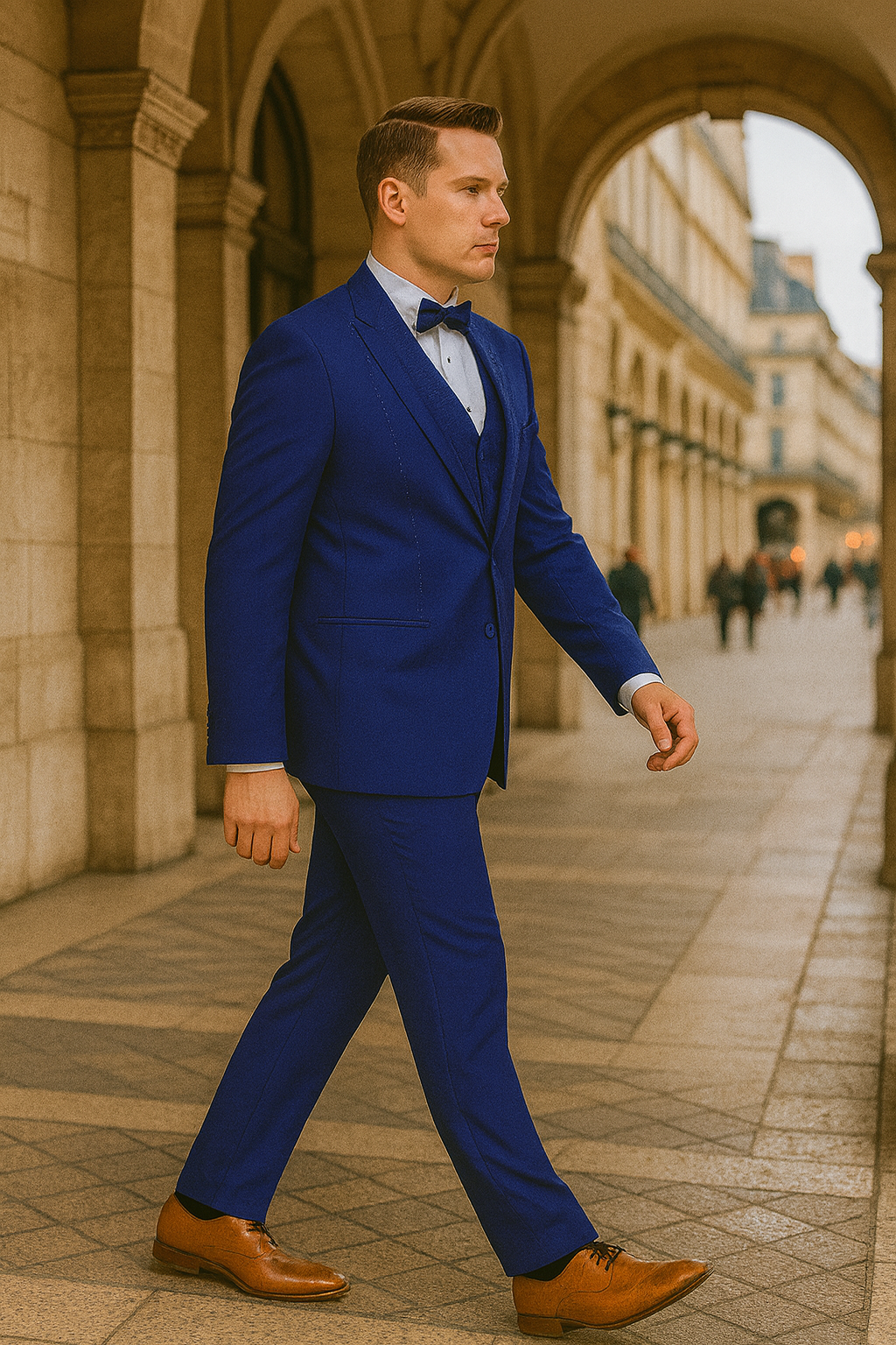 Royal Blue Italian Wool 3-Piece Modern Fit Tuxedo - 34 Short or Extra Small