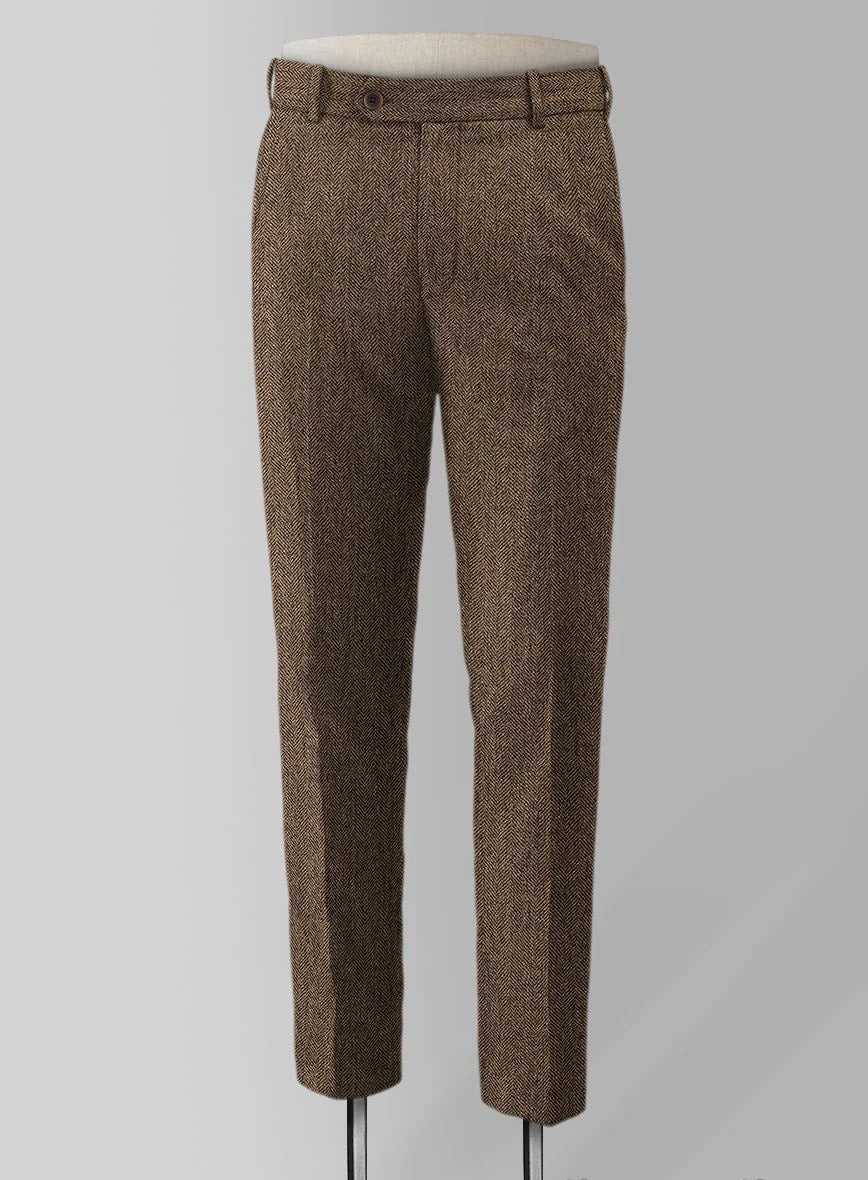 Rust Wool Tweed Suit – Heritage Herringbone Design for Men - 34 Short or Extra Small
