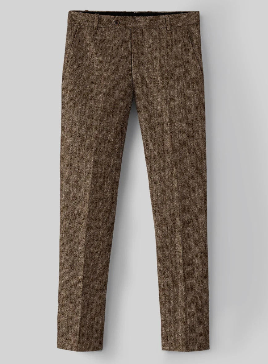 Rust Wool Tweed Suit – Heritage Herringbone Design for Men - 34 Short or Extra Small