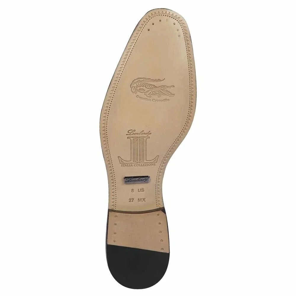 Men’s Navy Genuine Crocodile and Calfskin Leather Slip-On Dress Shoes - 6EE