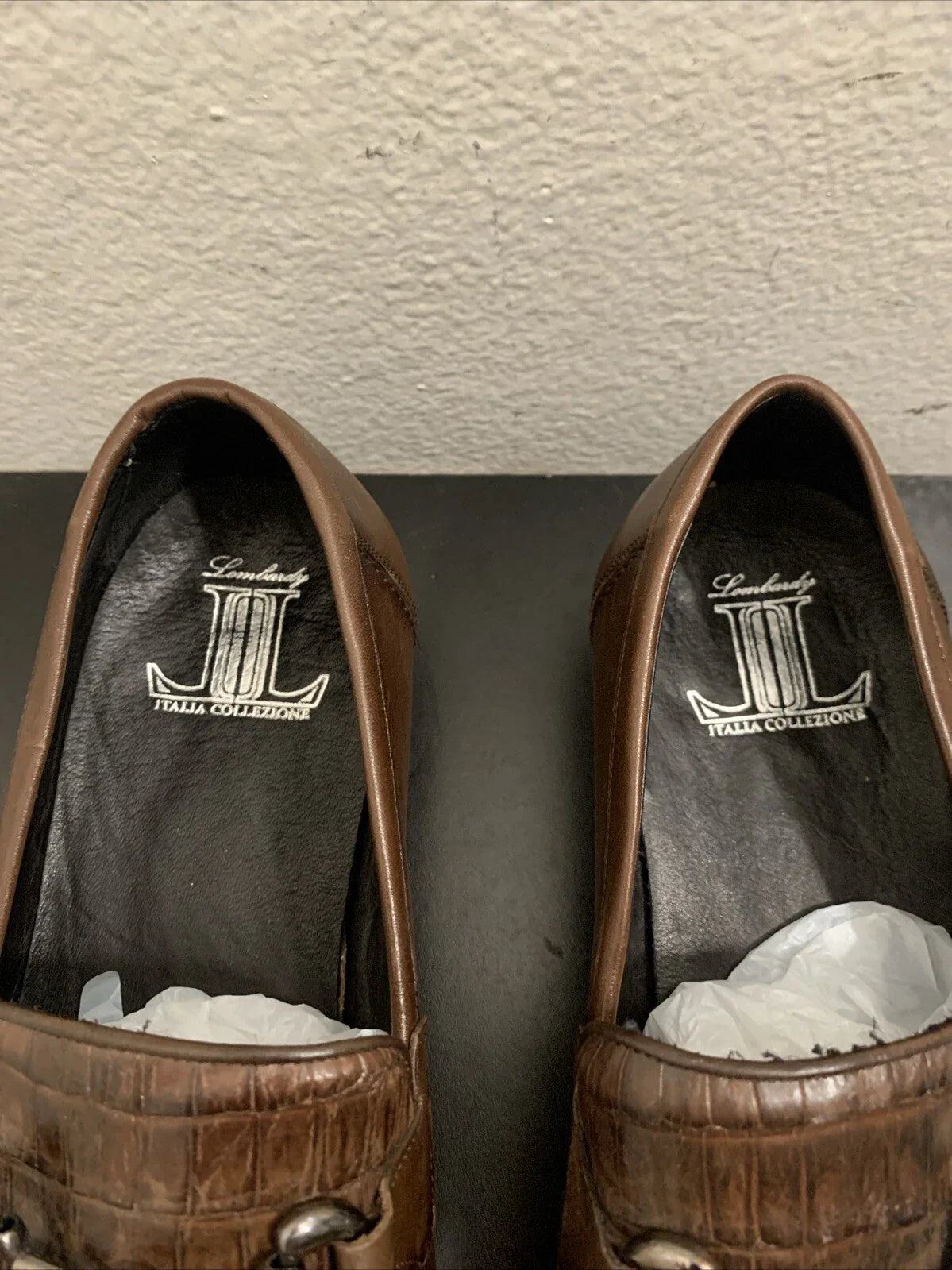 Men’s Regal Brown Slip-On Shoes – Genuine Crocodile & Calfskin Leather - 6EE