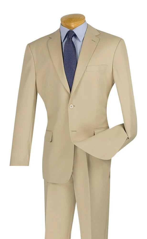 Flat Front Pants Vinci Men's 2-Piece Poplin Suit - Discounted 2-Button Jacket & Flat Front Pants