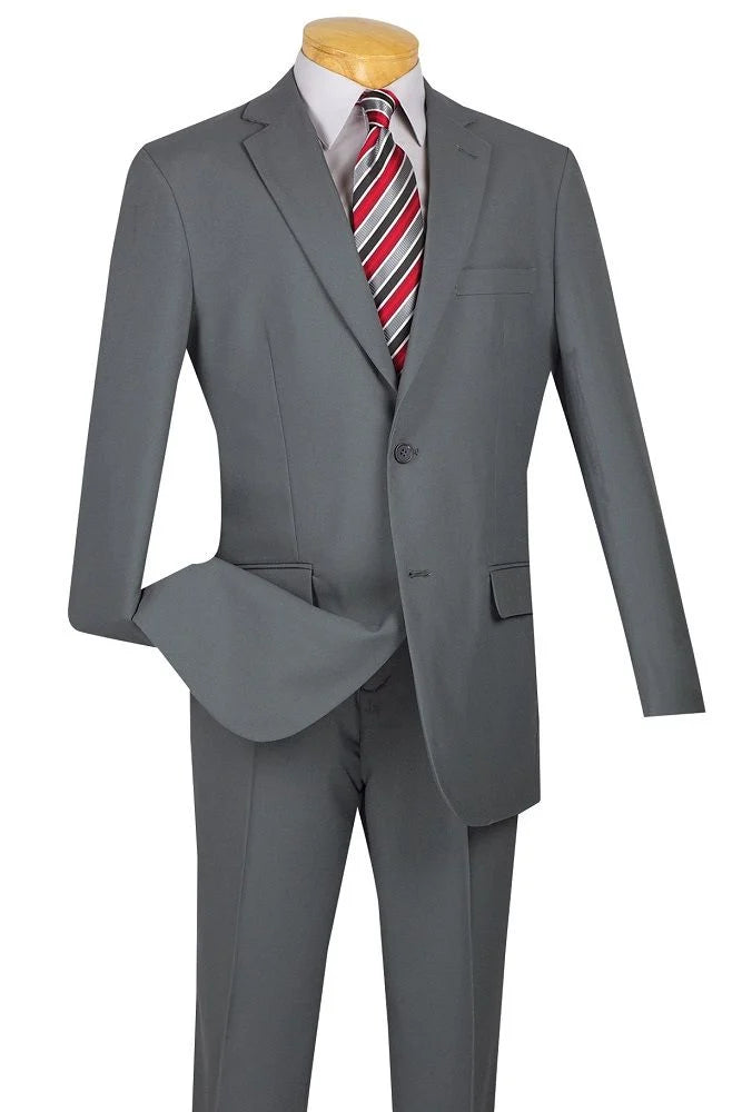 Flat Front Pants Vinci Men's 2-Piece Poplin Suit - Discounted 2-Button Jacket & Flat Front Pants