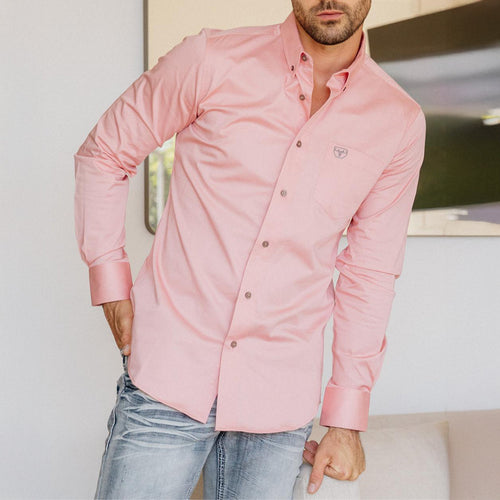 Mens Platini Single Pocket Modern Fit Shirts - Salmon