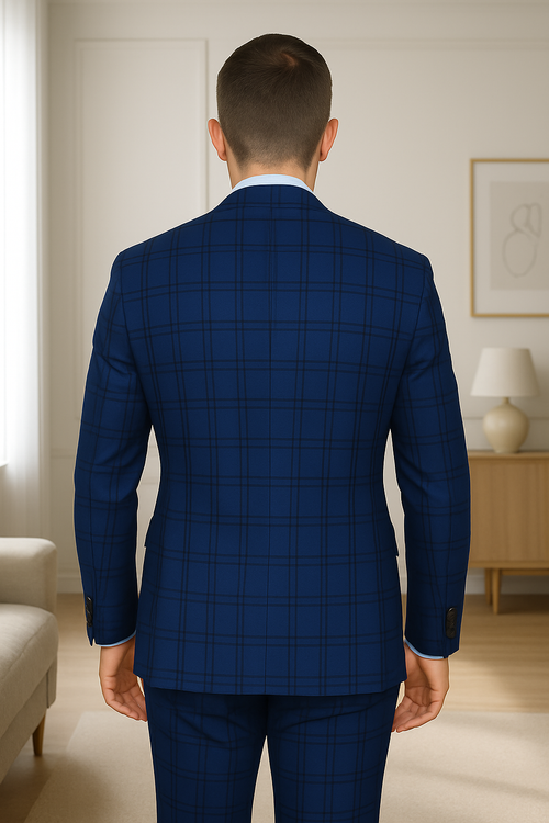 Modern Fit - Wool Suit - Italian Made Business Suit by Statement Men's 3 Piece 100% Wool Modern Fit Suit - Solid Scoop Vest