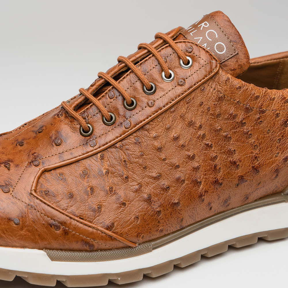 Marco Di Milano Scanno Cognac Ostrich Quill Sneakers - 8