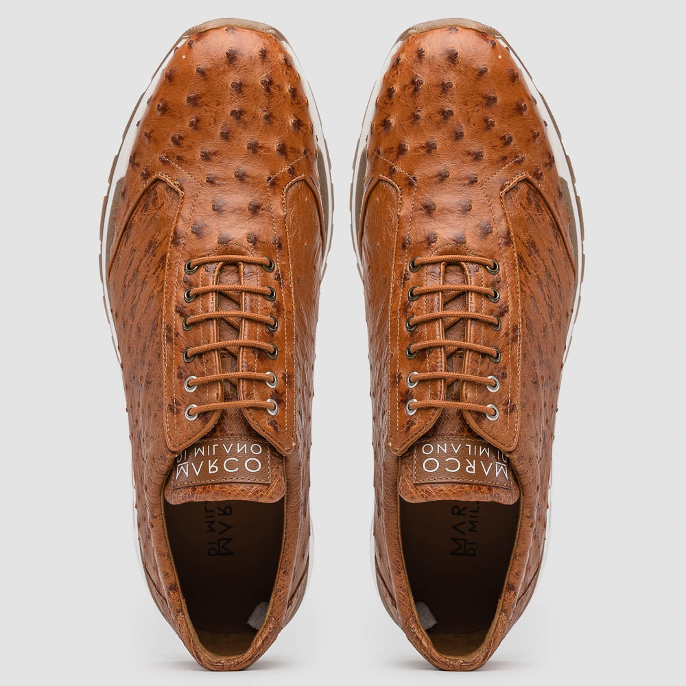 Marco Di Milano Scanno Cognac Ostrich Quill Sneakers - 8