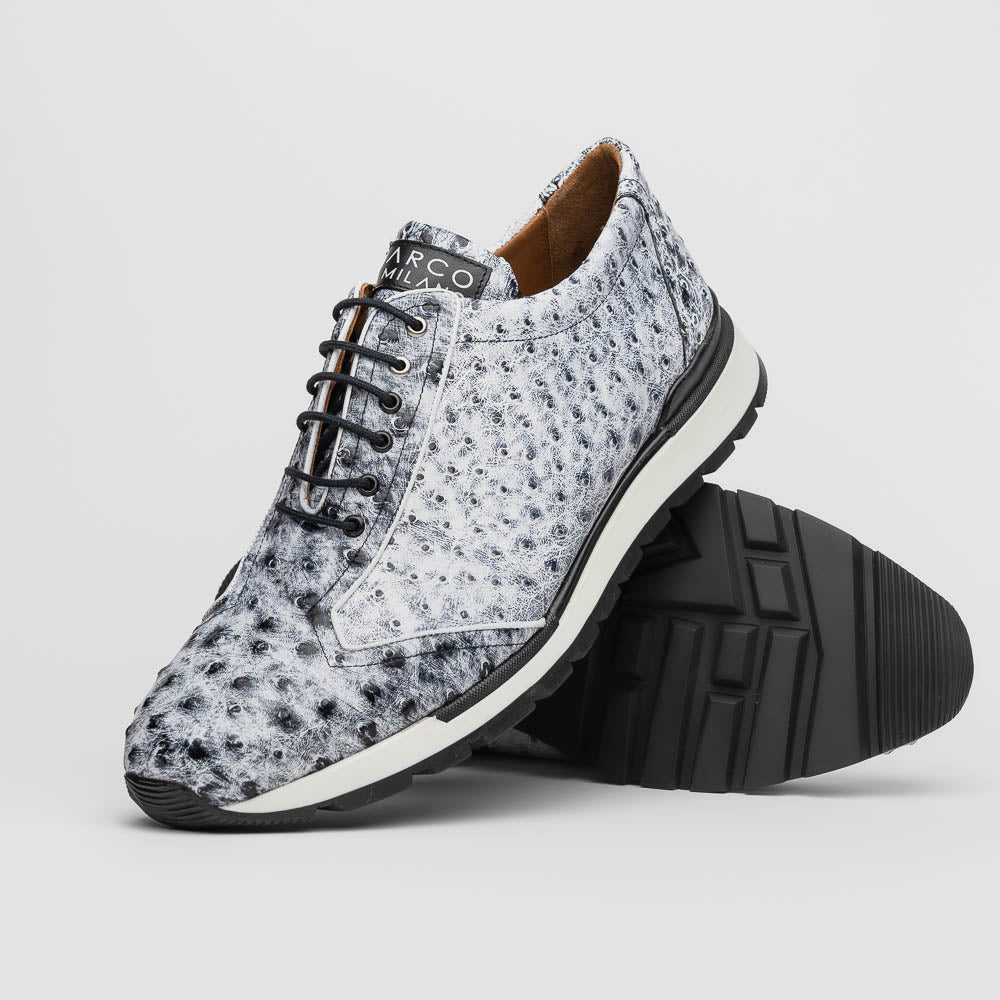 Marco Di Milano Scanno Antique Newspaper Ostrich Quill Sneakers - 8