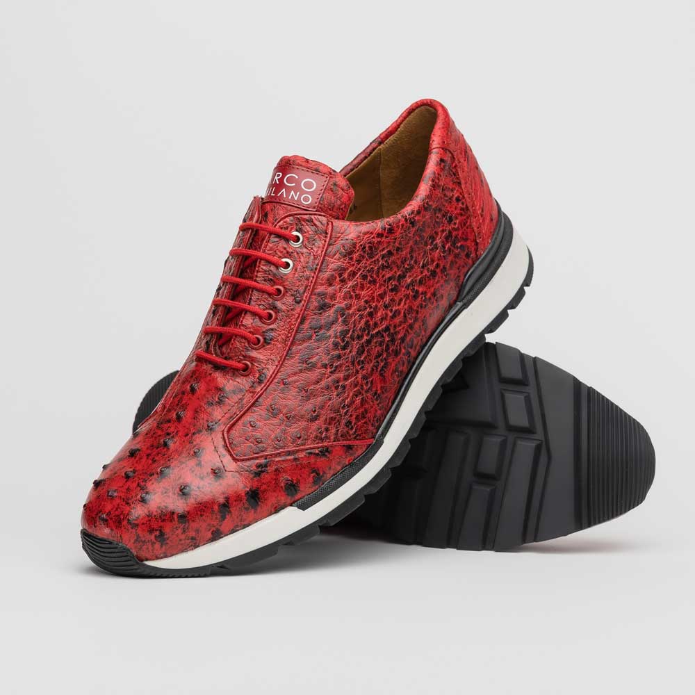 Marco Di Milano Scanno Antique Red Ostrich Quill Sneakers - 8