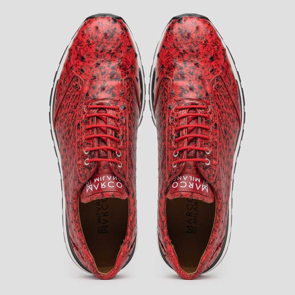 Marco Di Milano Scanno Antique Red Ostrich Quill Sneakers - 8