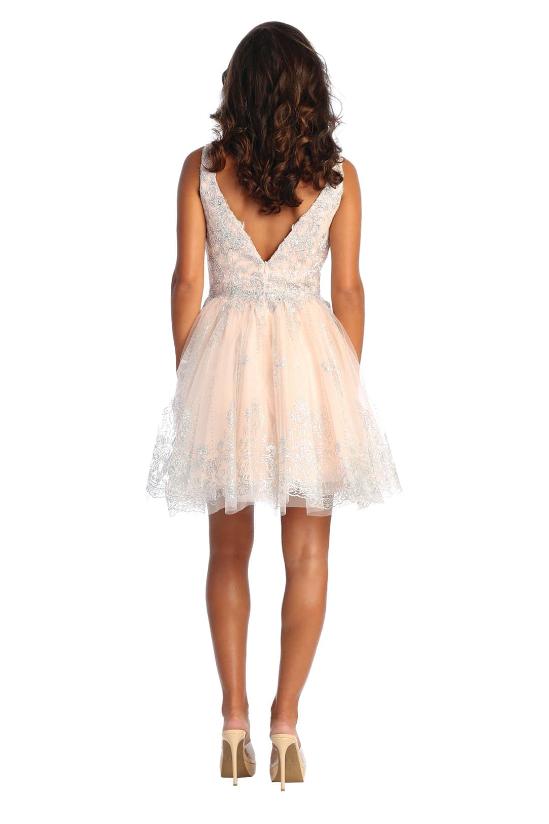 Quince Dama Dresses - Short Quinceanera Dresses in Color Blush/Silver - 2