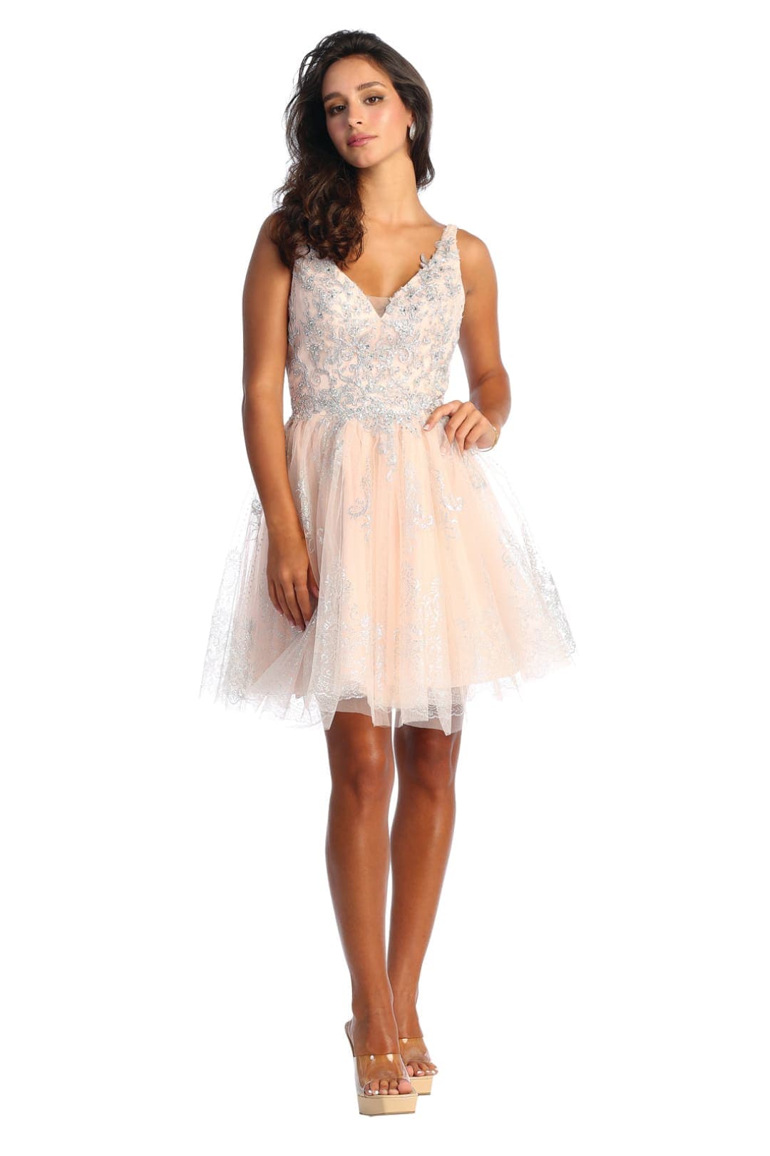 Quince Dama Dresses - Short Quinceanera Dresses in Color Blush/Silver - 2