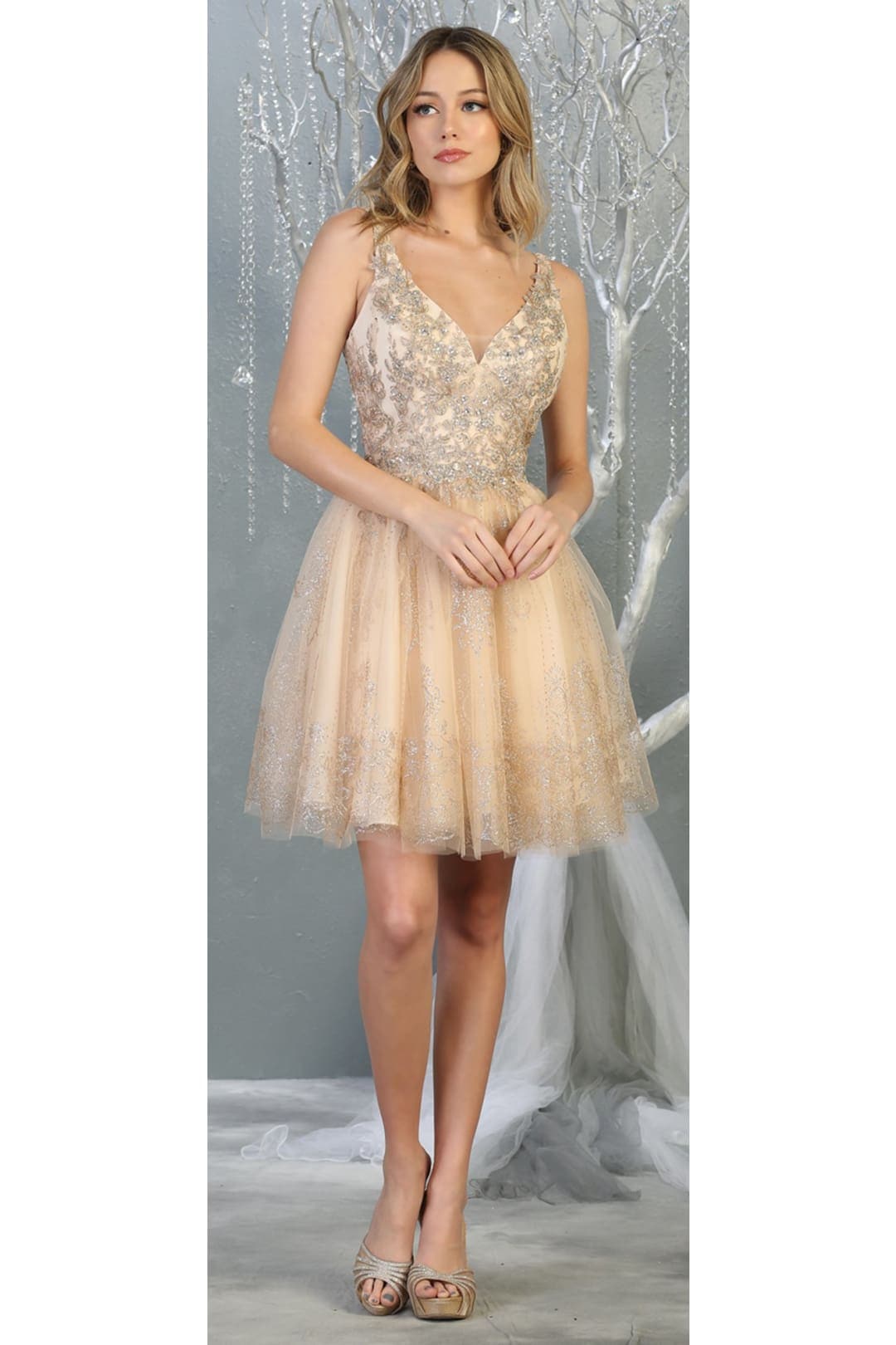 Quince Dama Dresses - Short Quinceanera Dresses in Color Champagne - 4