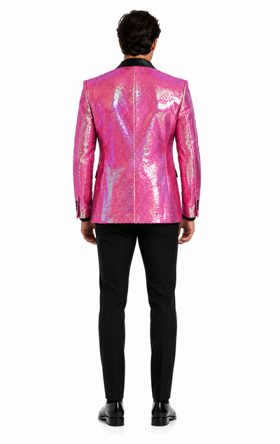 Sequin Tuxedo - Mens Blazer - Pink Dinner Jacket - Shiny Tuxedo Jacket