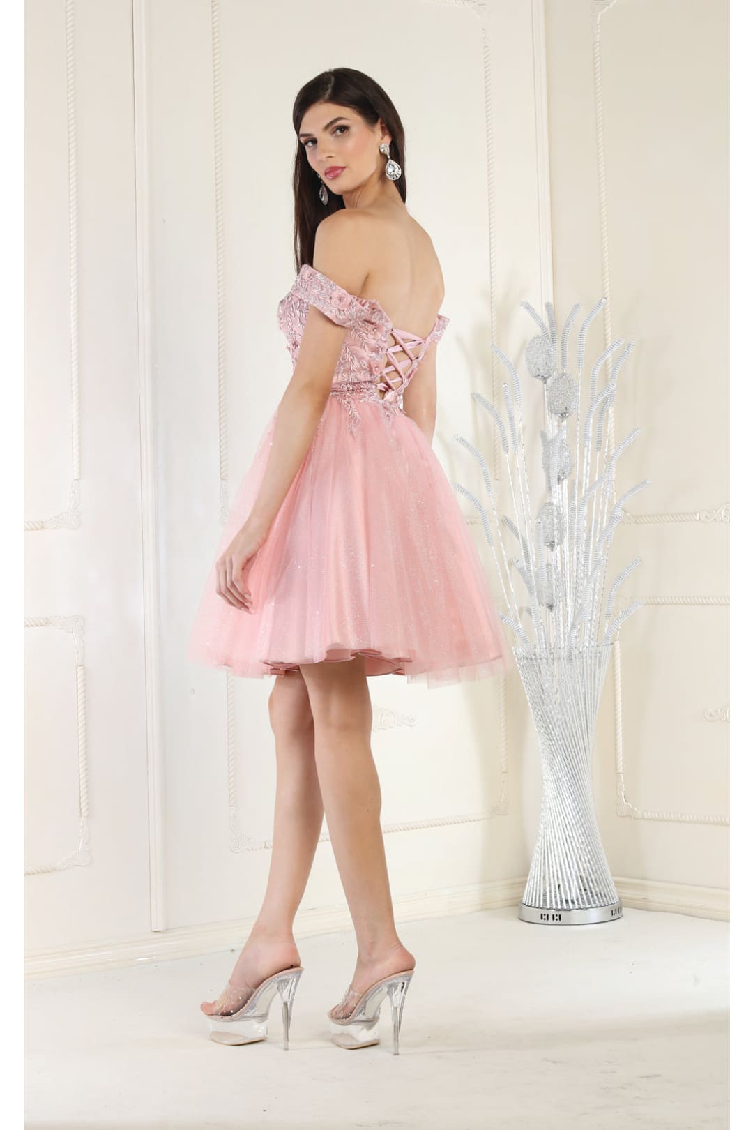 Quince Dama Dresses - Short Quinceanera Dresses in Color Dusty Rose - 4