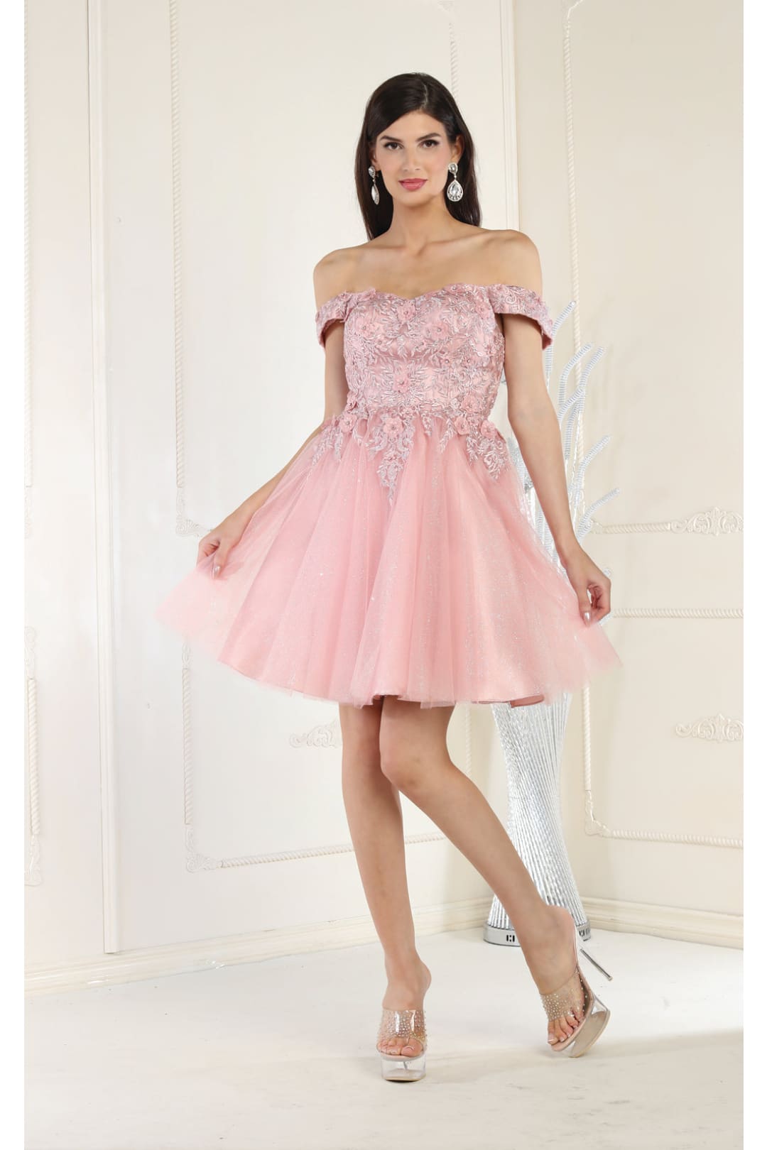 Quince Dama Dresses - Short Quinceanera Dresses in Color Dusty Rose - 4