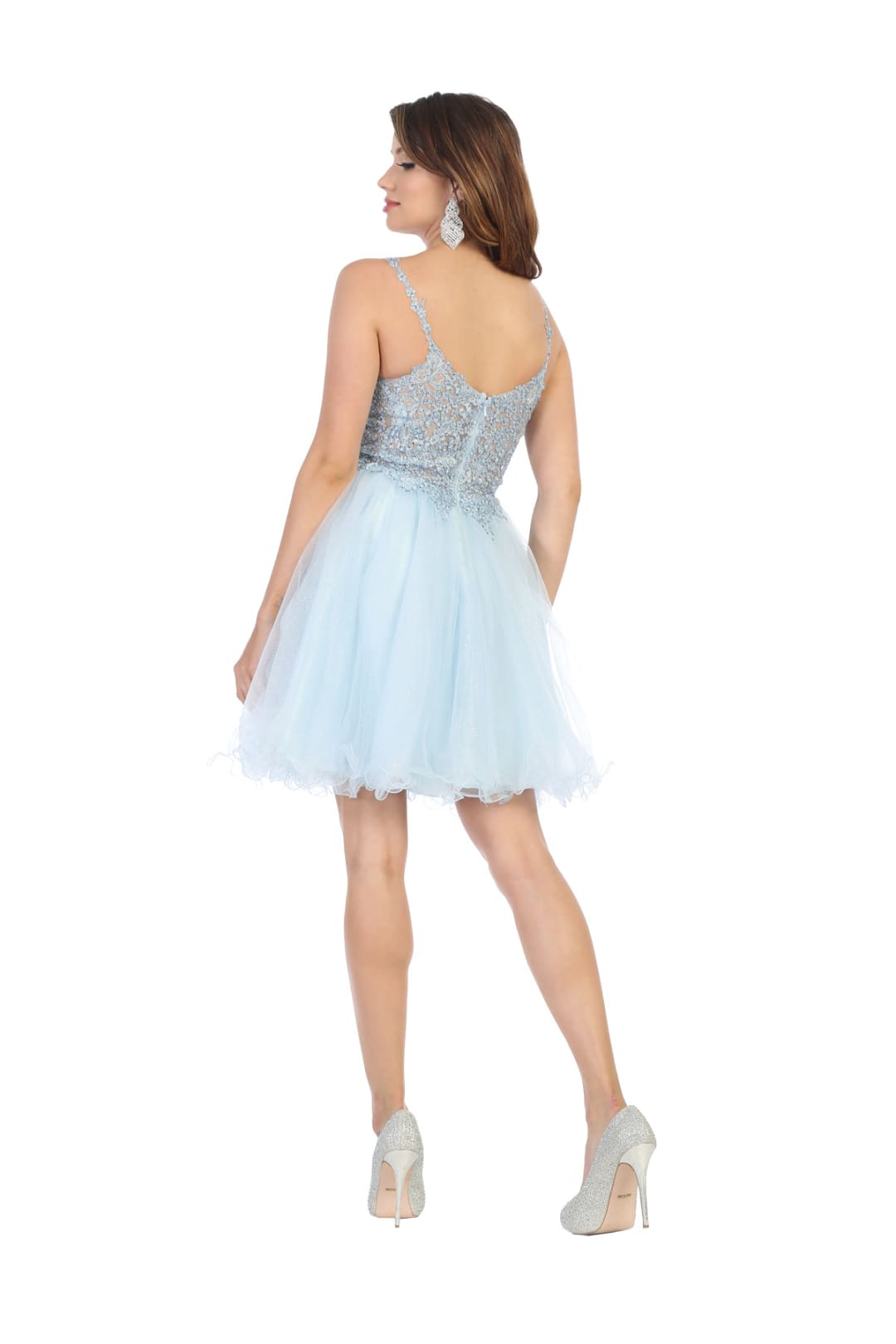Quince Dama Dresses - Short Quinceanera Dresses in Color Baby Blue - 2