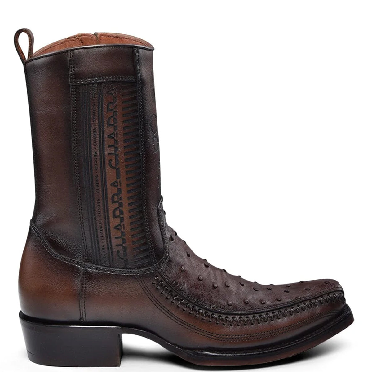 Brown Ostrich Zipper Boot - EE