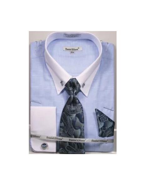 Collar Bar Dress Shirt + White Collared Dress Shirt Color - Large 16.5" Neck/34-35" Sleeve