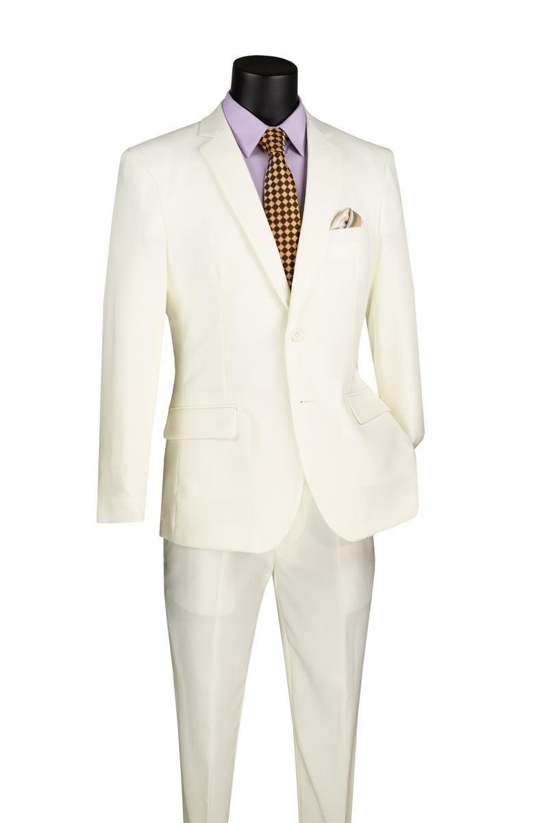 Slim Fit Suit 2 Piece Color Ivory - 36 Short - 30 Waist