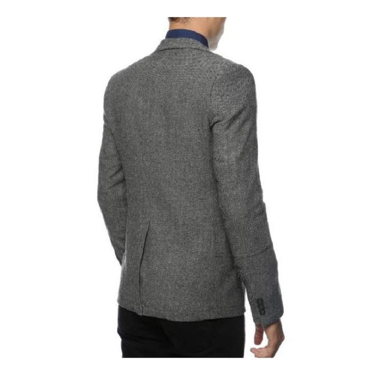 Gray Herringbone Sport Coat - Slim Fit Men's Blazer - 52 Long